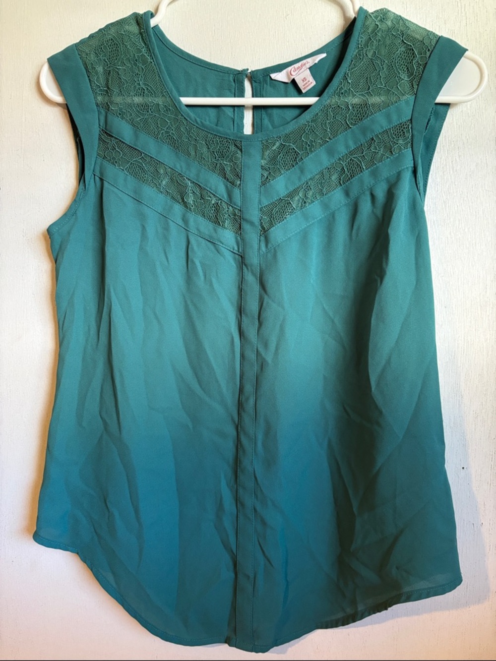 Candie's Teal Lace Yoke Sleeveless Top